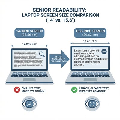 Comparison of 14-inch and 15.6-inch Chromebook screen sizes for readability