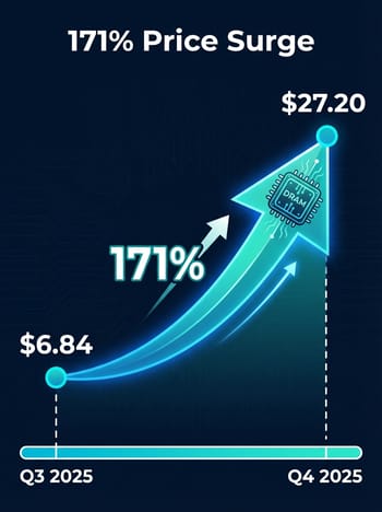 DRAM price surge infographic showing 171% year-over-year increase