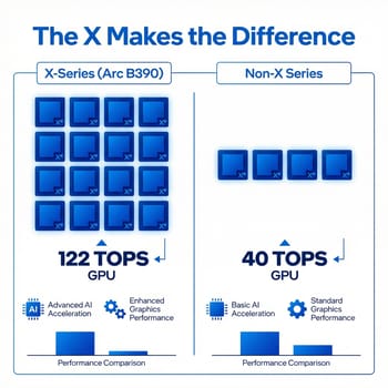 Intel Panther Lake GPU tiers: Arc B390 with 12 Xe3 cores vs entry-level 4 Xe3 cores