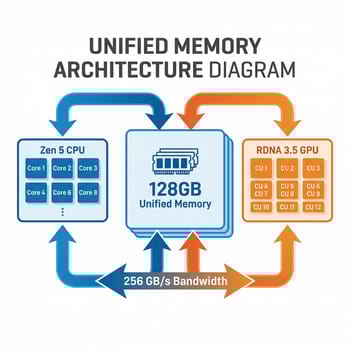 Strix Halo unified memory architecture diagram